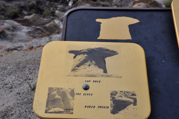 sign pointing to Cap Rock, the Elves and Baked Potato